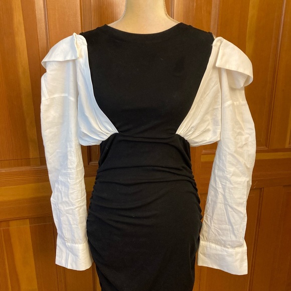 Two Tone Ruched Bodycon Dress - Picture 2 of 16